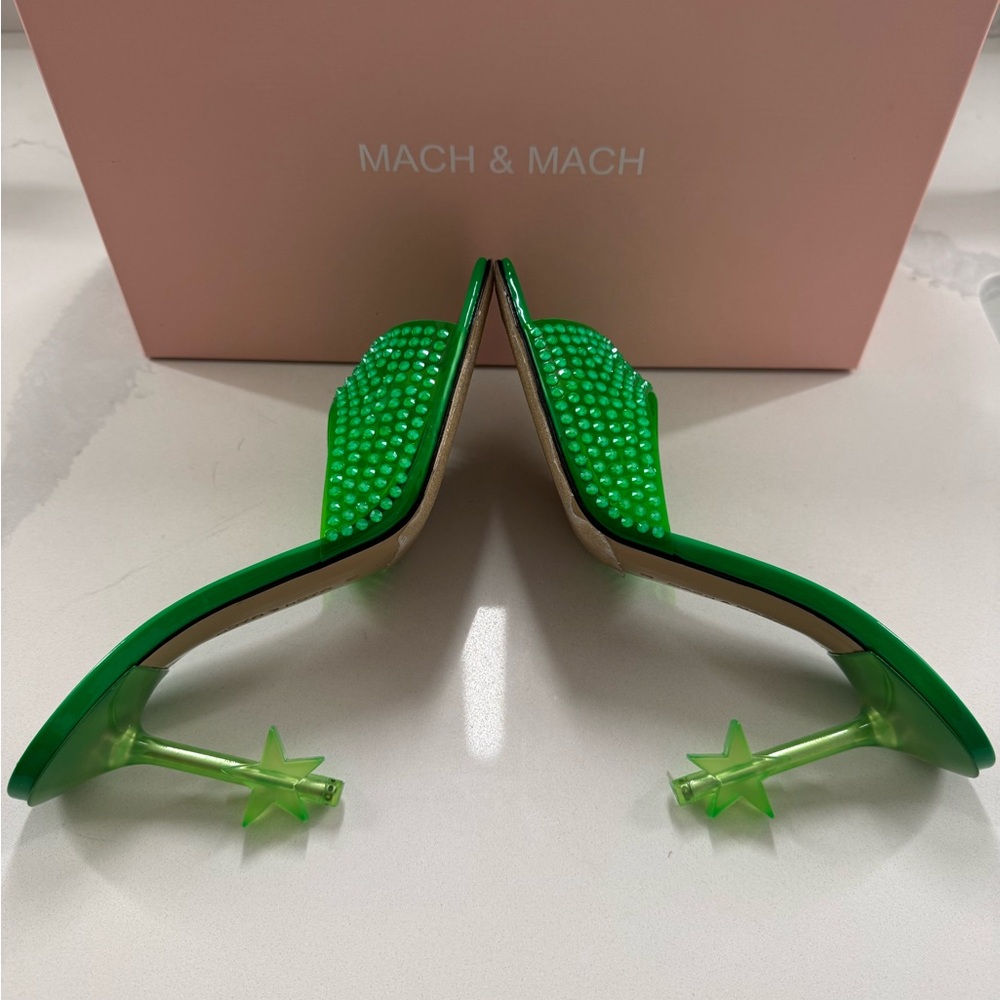 MACH & MACH Vibrant Green Embellished Sandals